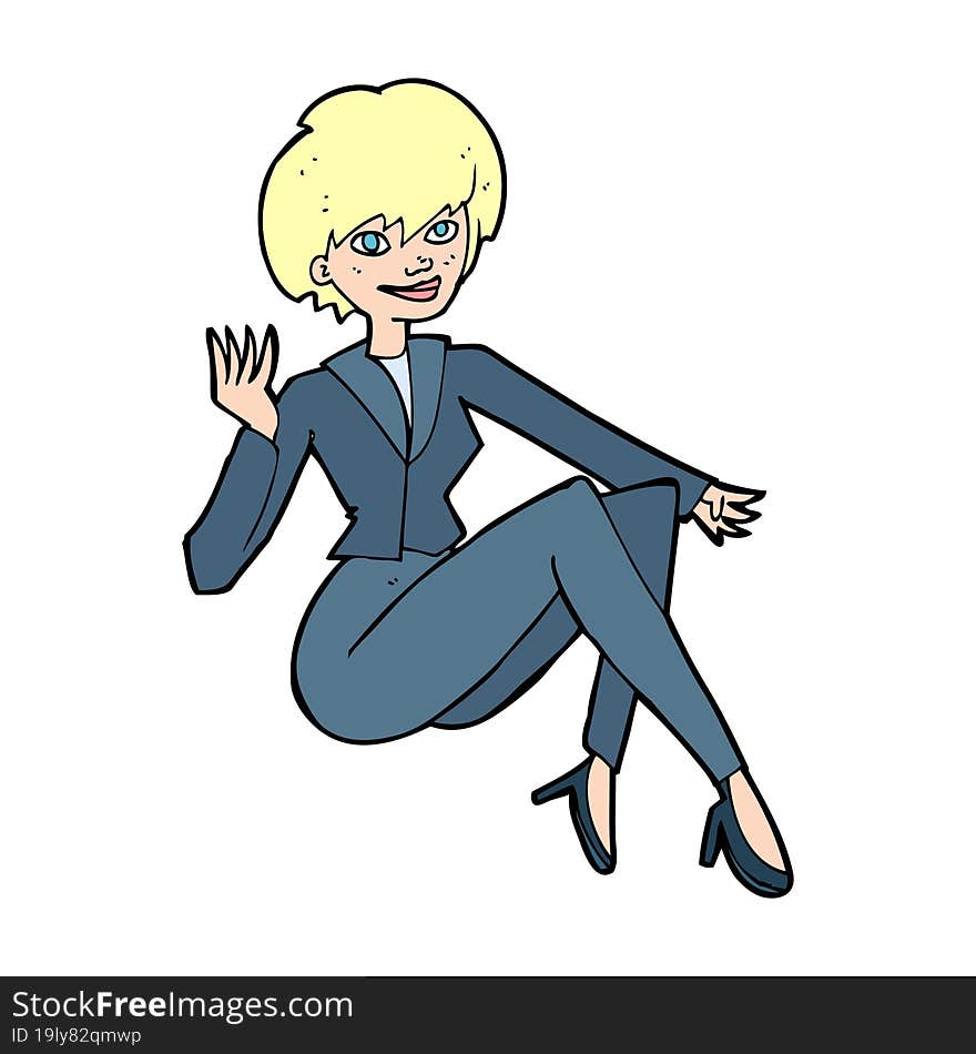 cartoon businesswoman sitting