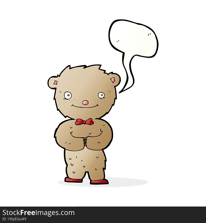 cartoon teddy bear with speech bubble