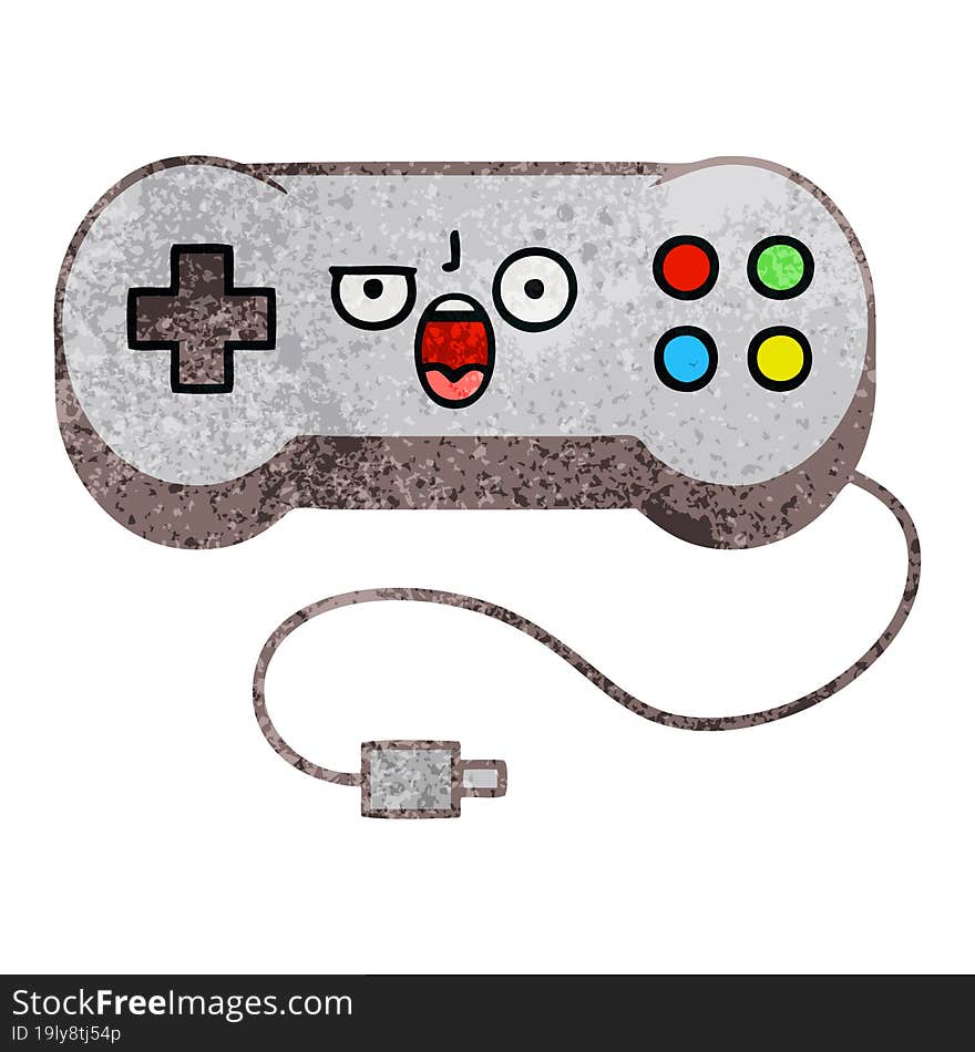 retro grunge texture cartoon of a game controller