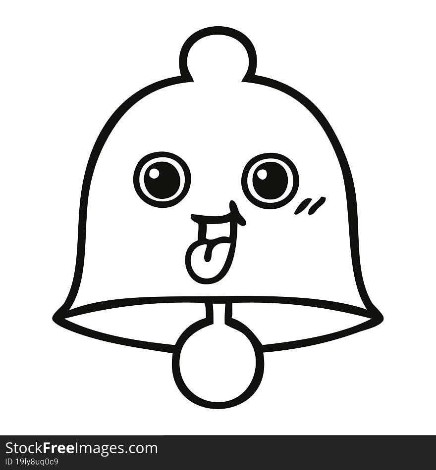 line drawing cartoon of a bell. line drawing cartoon of a bell