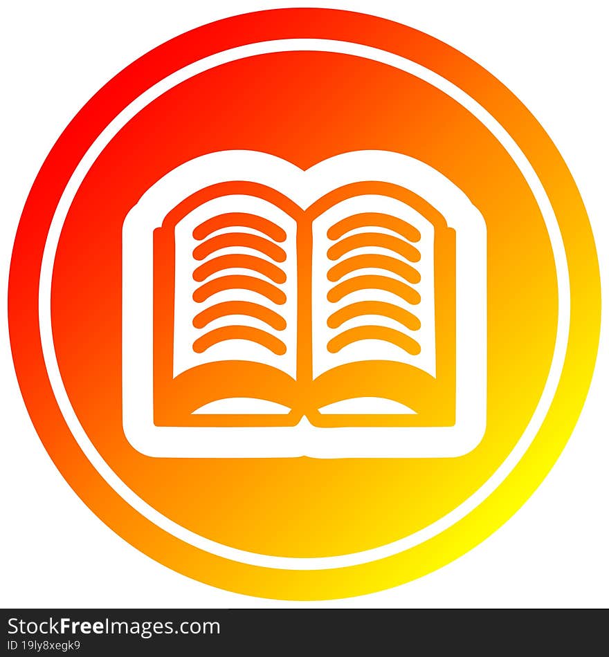 open book circular in hot gradient spectrum