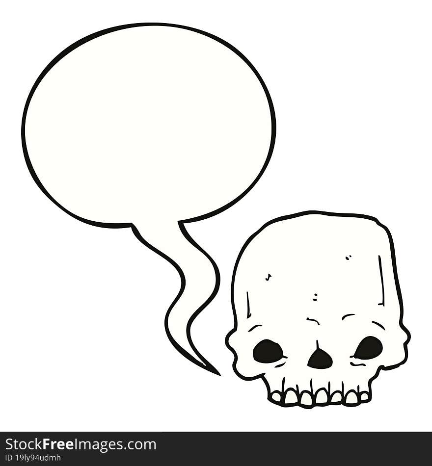 cartoon spooky skull with speech bubble. cartoon spooky skull with speech bubble