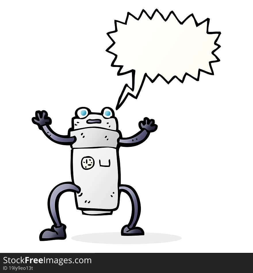 Cartoon Robot With Speech Bubble