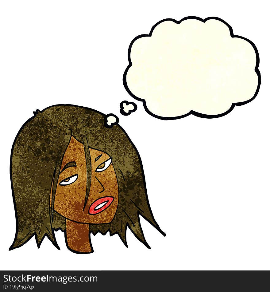 cartoon annoyed woman with thought bubble