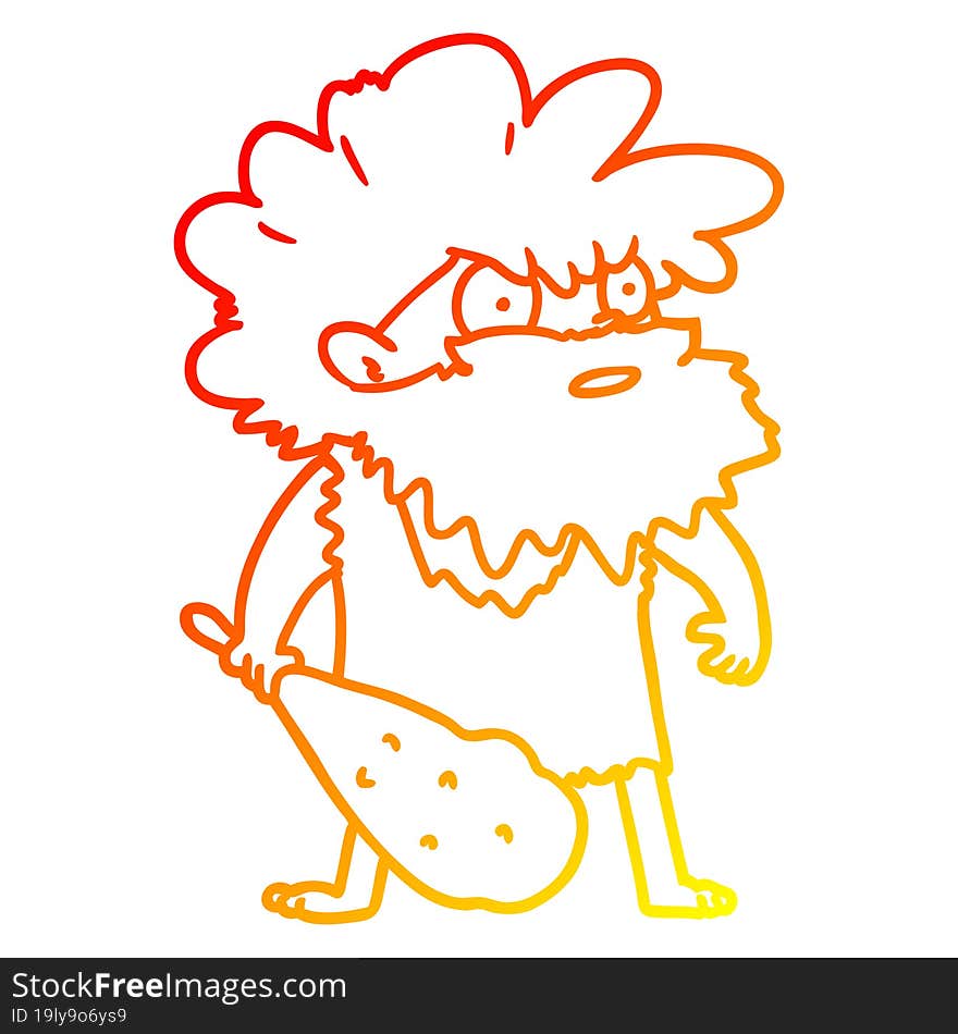 warm gradient line drawing cartoon cave man