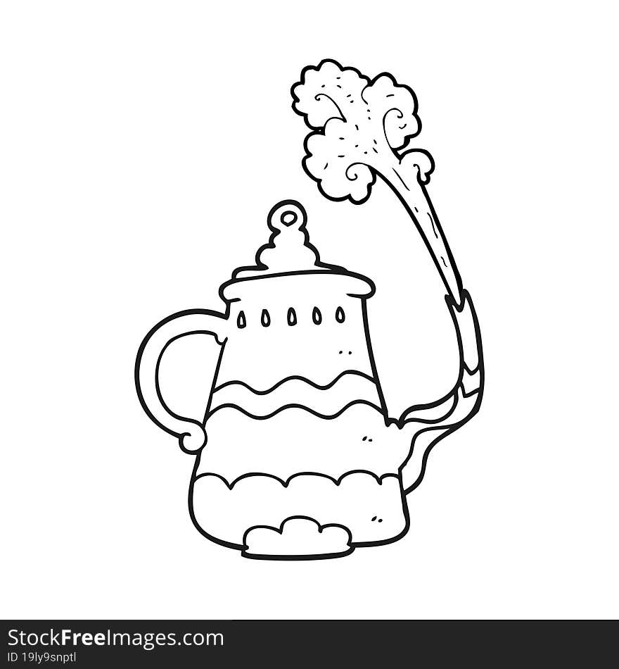 black and white cartoon fancy coffee pot