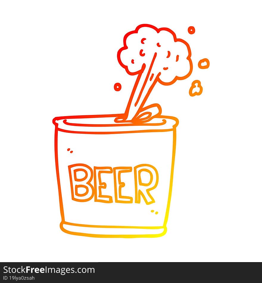 Warm Gradient Line Drawing Cartoon Beer Can