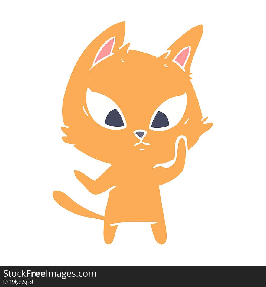 Confused Flat Color Style Cartoon Cat