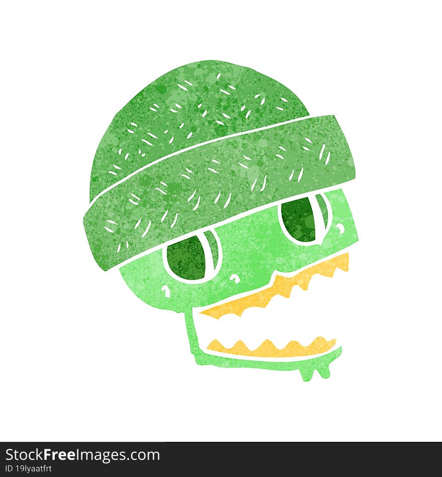 retro cartoon skull wearing hat