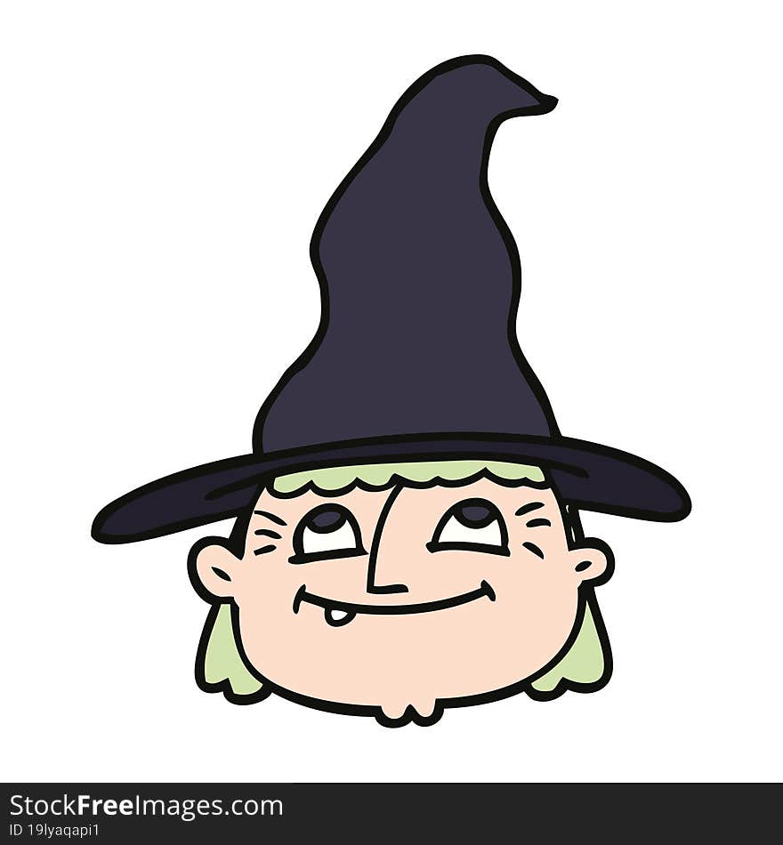 cartoon doodle witch face