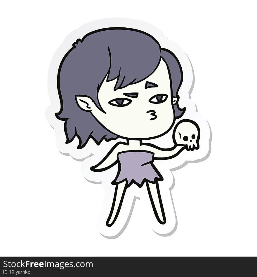 sticker of a cartoon vampire girl