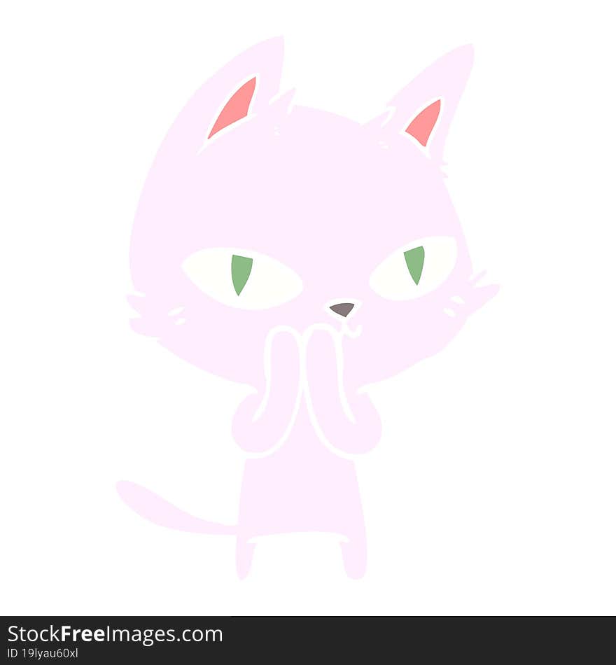 flat color style cartoon cat staring