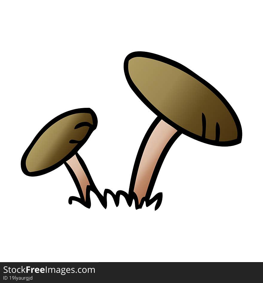 Gradient Cartoon Doodle Of Some Mushrooms