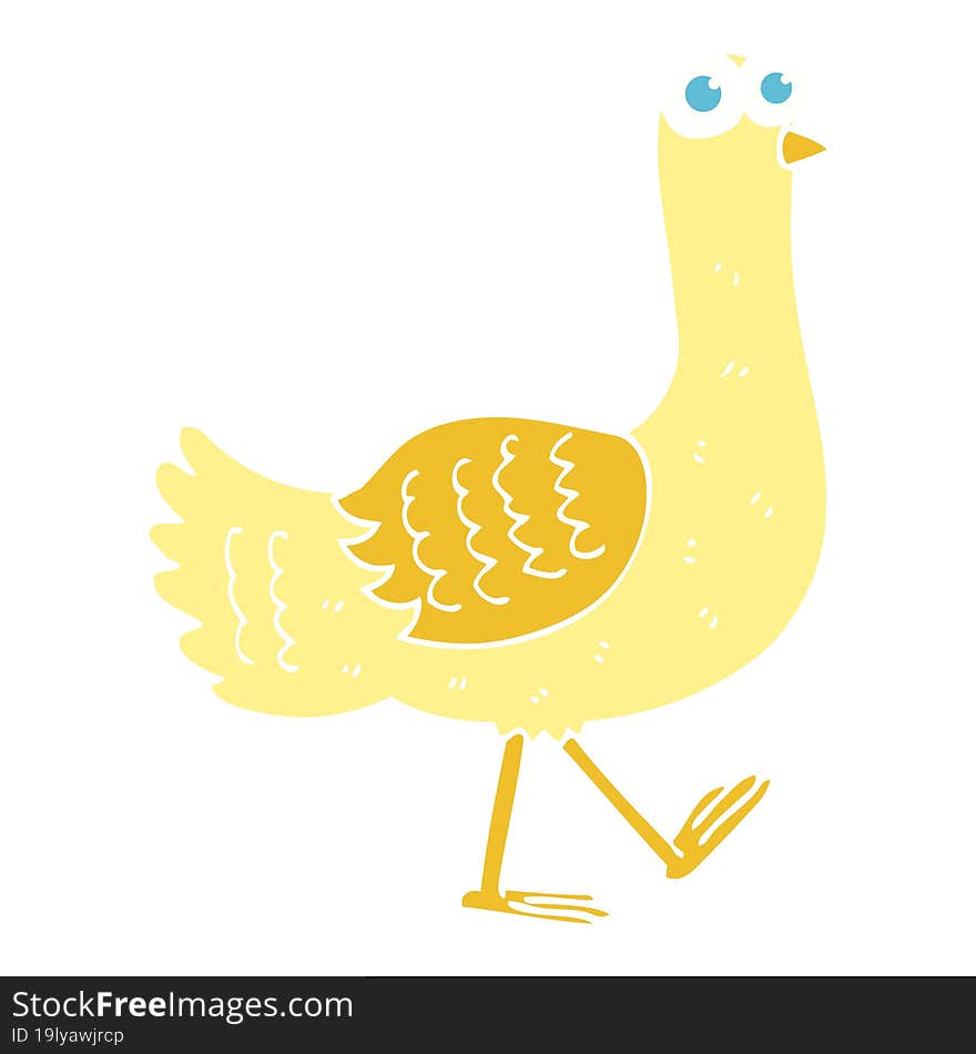 Flat Color Illustration Of A Cartoon Bird