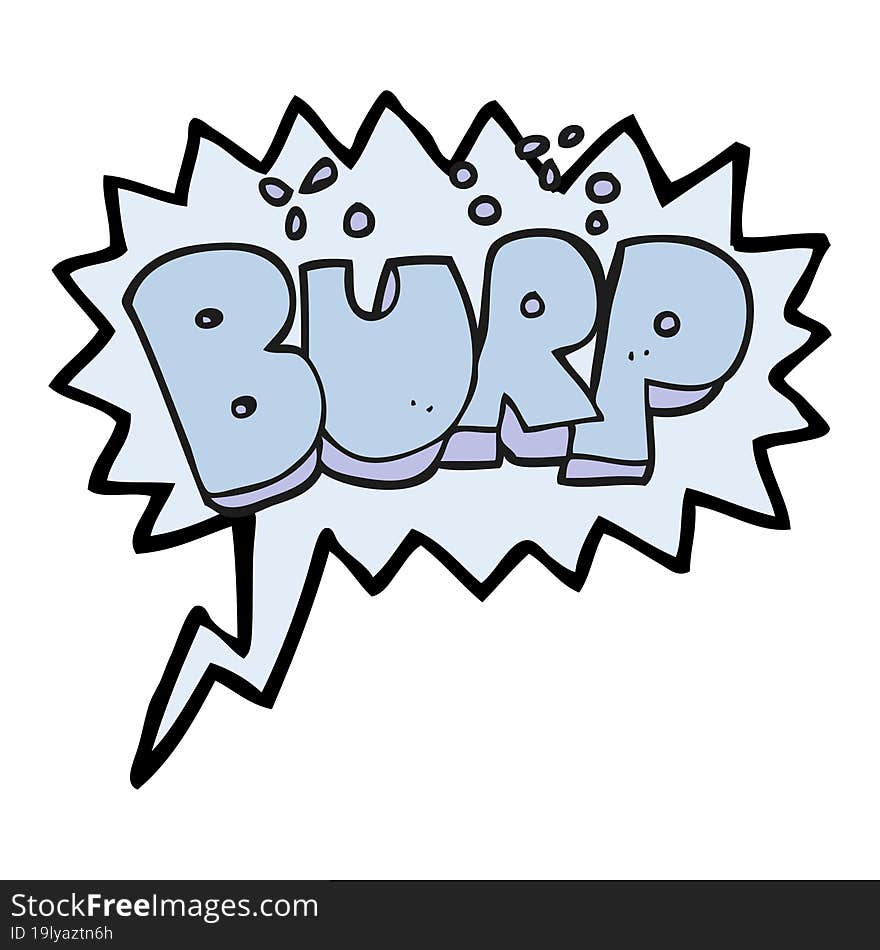 freehand drawn speech bubble cartoon burp text