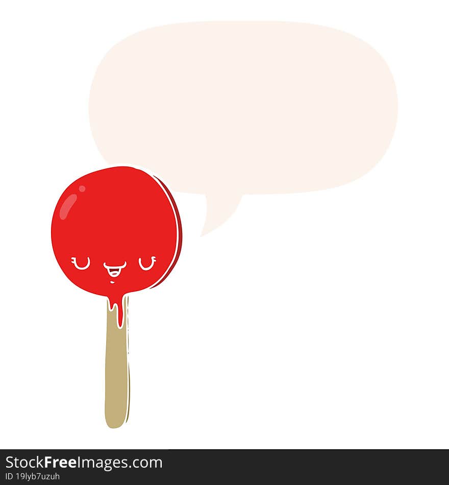 Cartoon Candy Lollipop And Speech Bubble In Retro Style