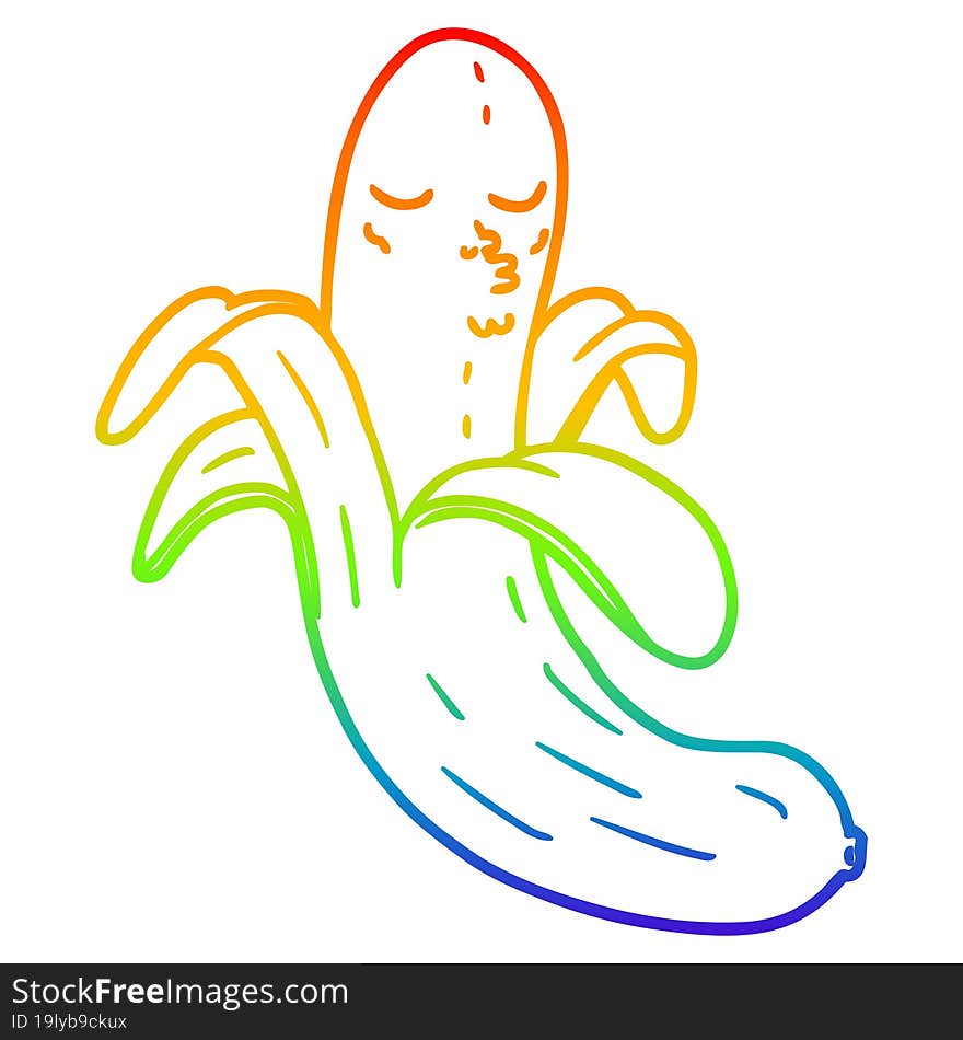 rainbow gradient line drawing cartoon best quality organic banana