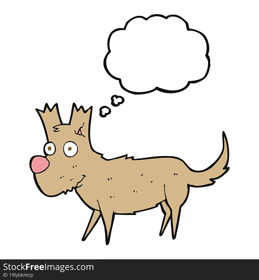 cartoon cute little dog with thought bubble