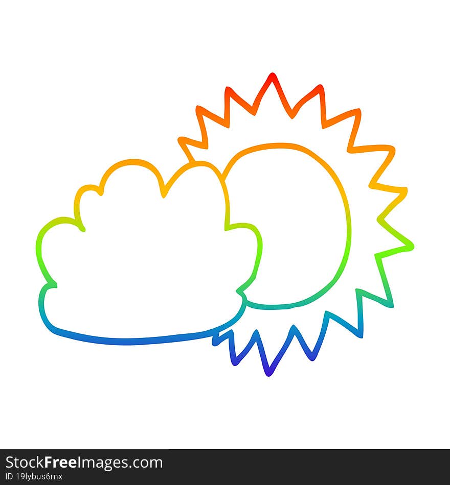 Rainbow Gradient Line Drawing Cartoon Weather