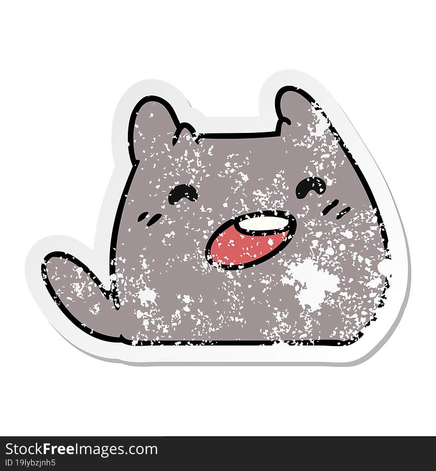 distressed sticker cartoon of a kawaii cat