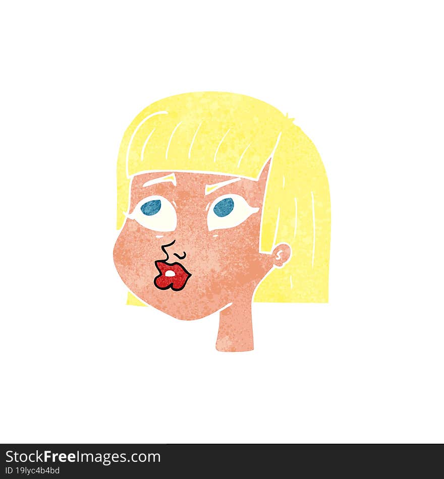 retro cartoon female face