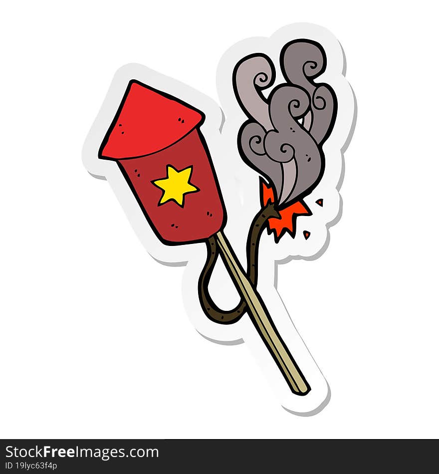 sticker of a cartoon firework with burning fuse