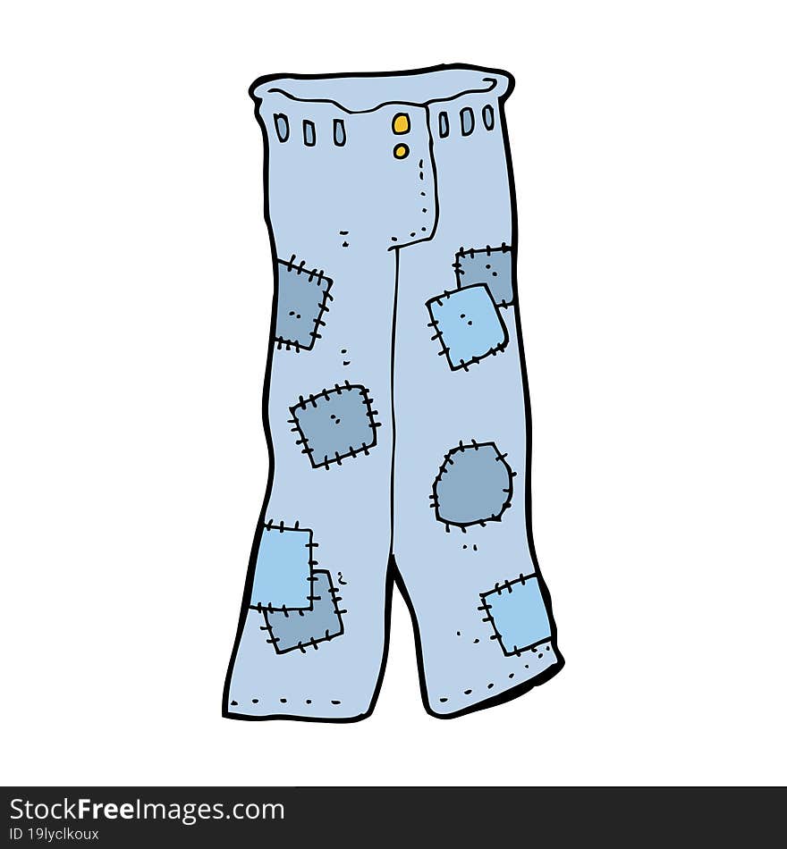 cartoon patched old jeans