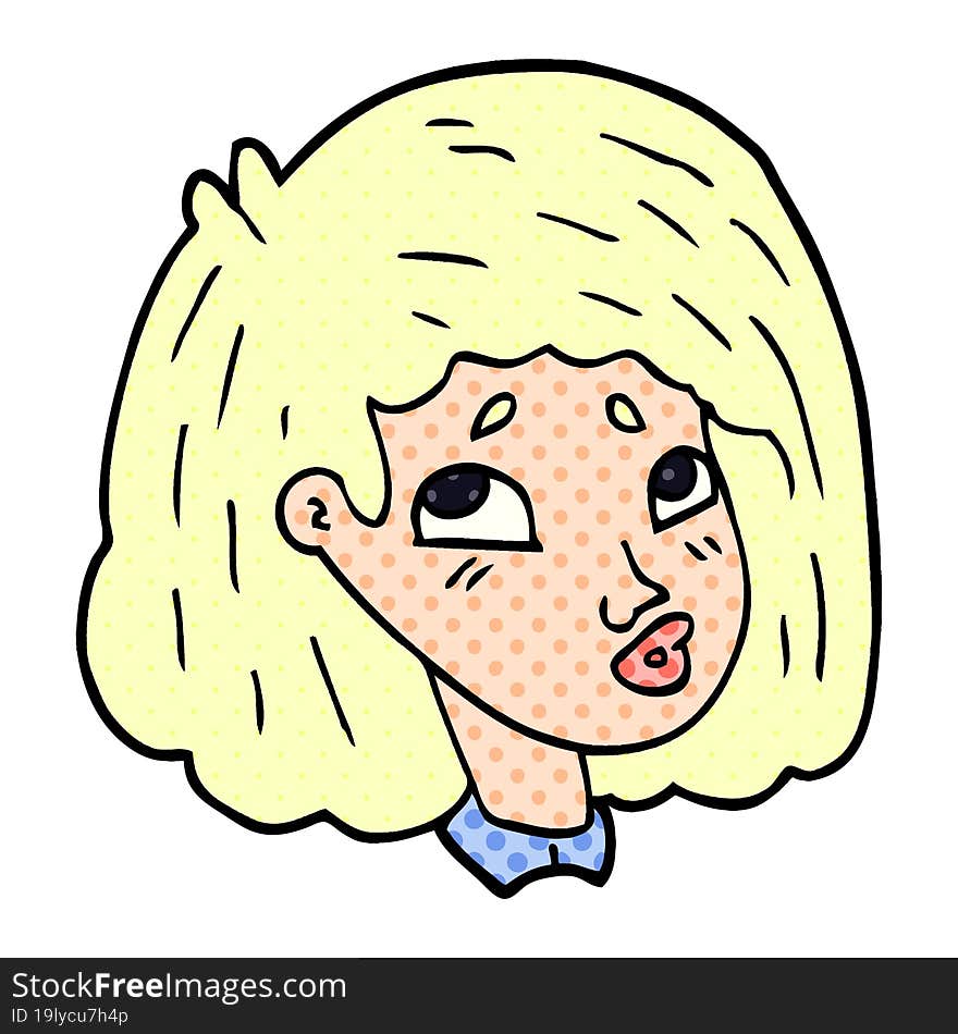 cartoon doodle face of a girl