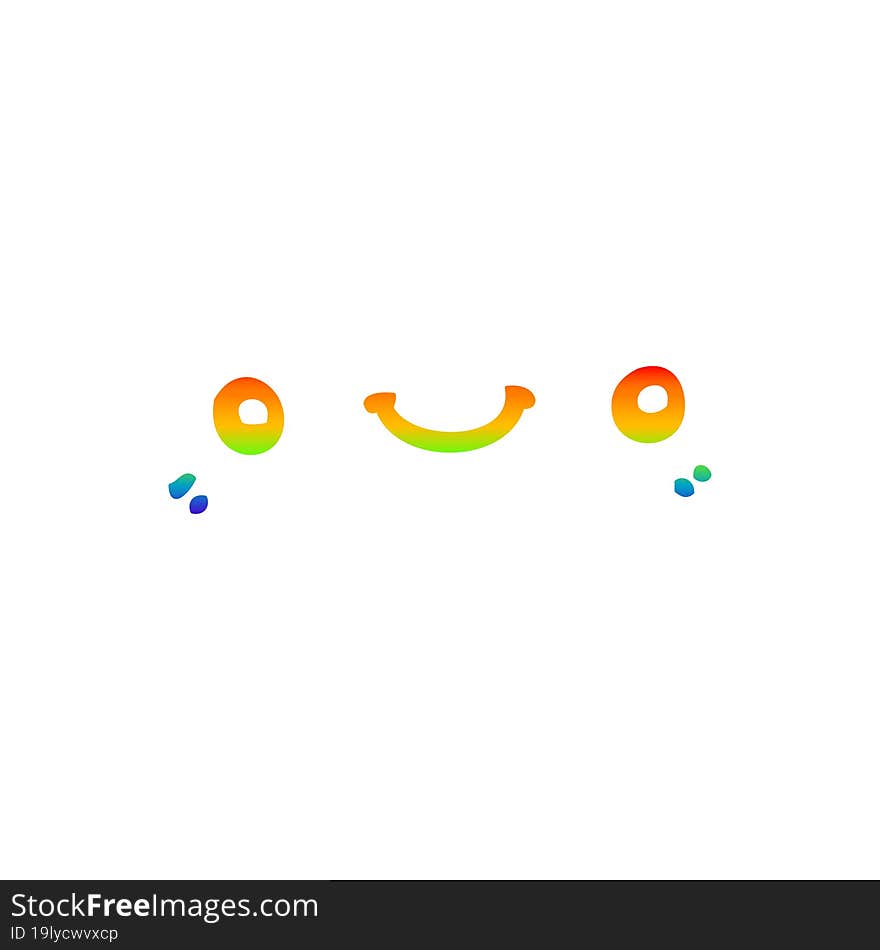 rainbow gradient line drawing of a cartoon cute happy face