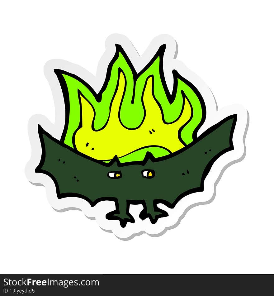 sticker of a cartoon spooky vampire bat