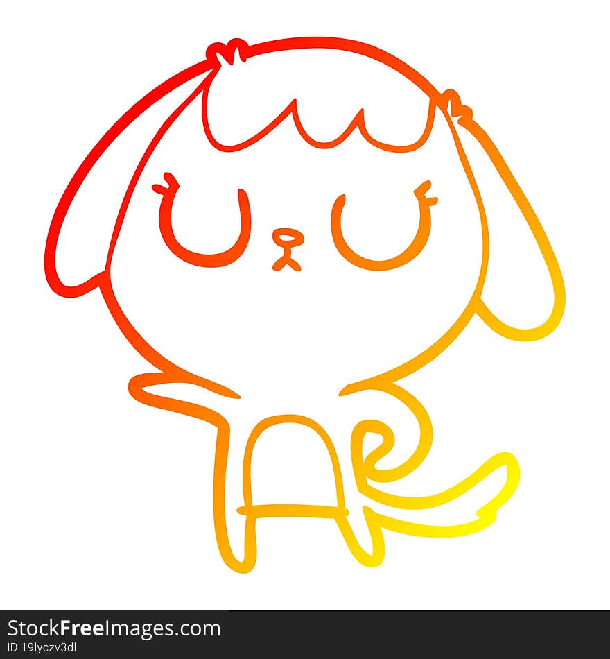 Warm Gradient Line Drawing Cute Cartoon Dog