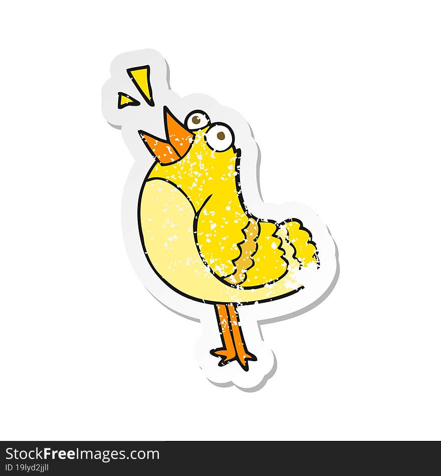 retro distressed sticker of a cartoon bird