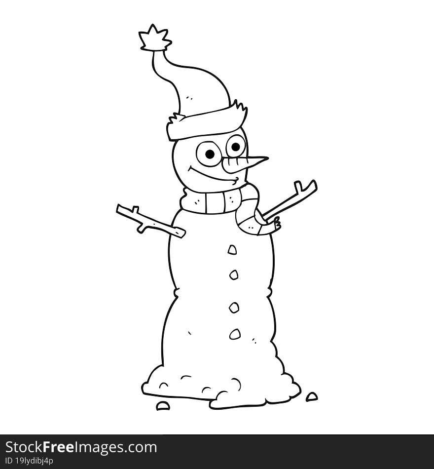 Black And White Cartoon Snowman