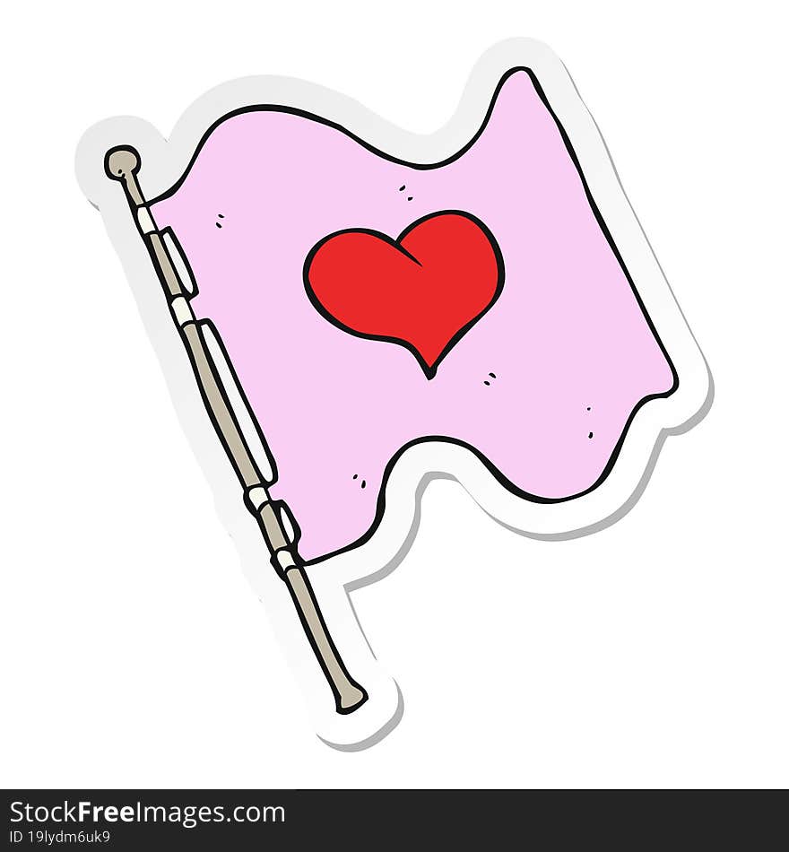 sticker of a cartoon love heart flag