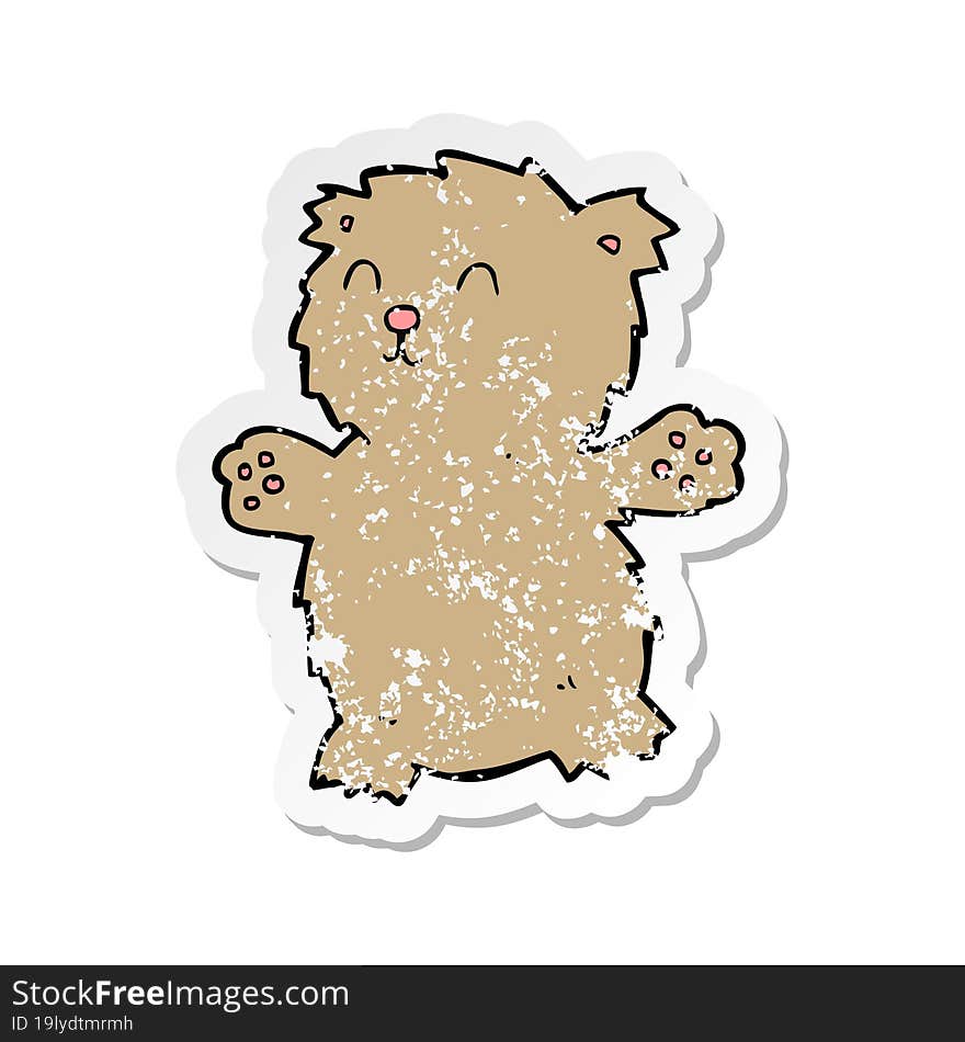 Retro Distressed Sticker Of A Cartoon Teddy Bear