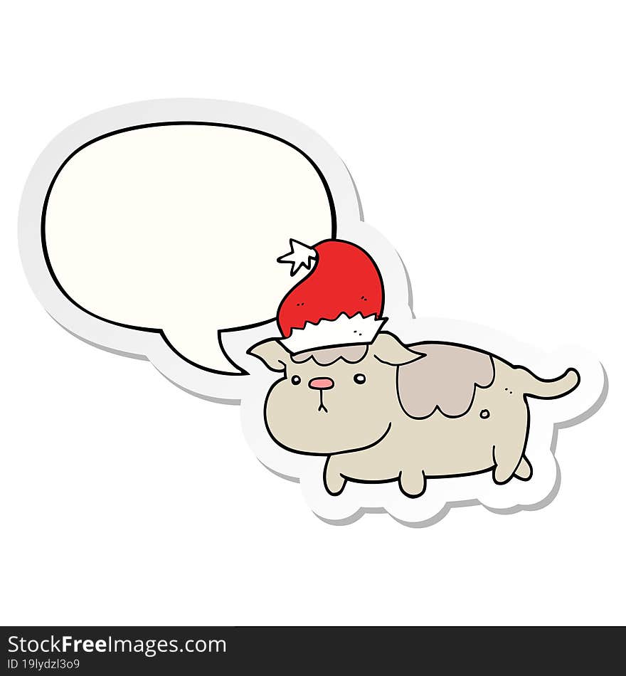 cute christmas dog and speech bubble sticker