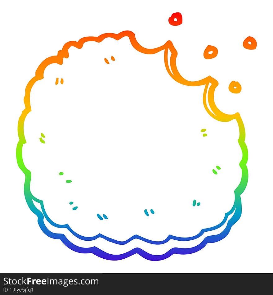 rainbow gradient line drawing cartoon biscuit