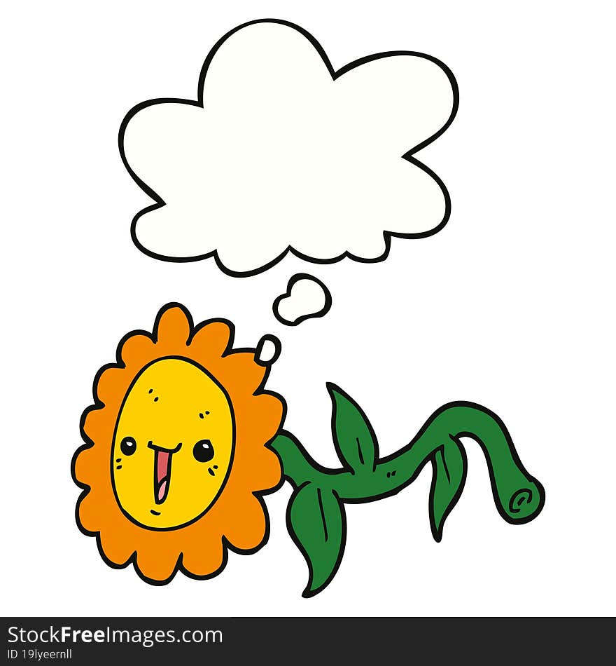 cartoon flower with thought bubble. cartoon flower with thought bubble