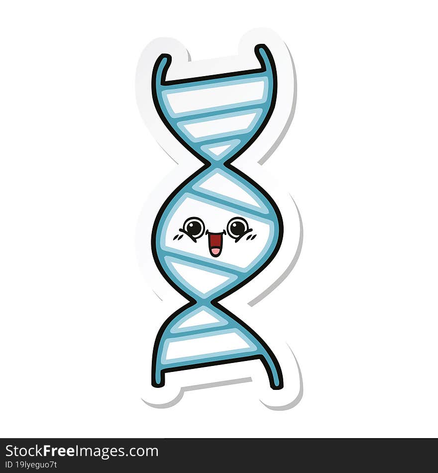 sticker of a cute cartoon DNA strand