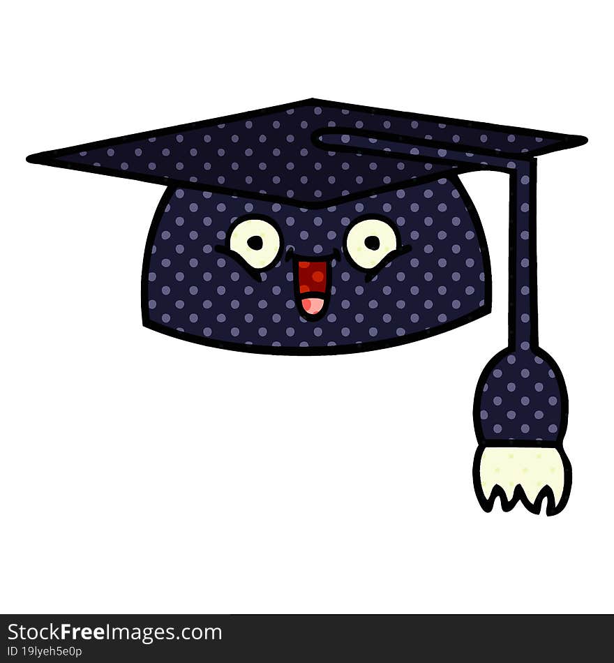 comic book style cartoon graduation hat