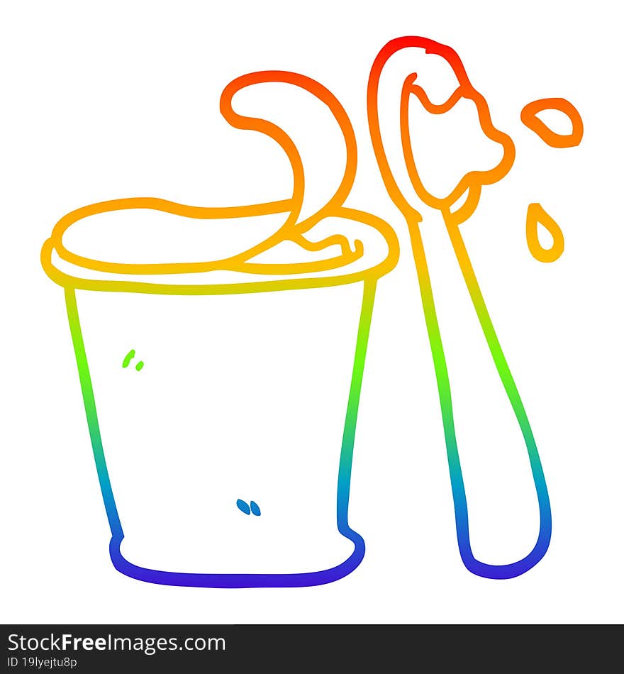 rainbow gradient line drawing cartoon yogurt