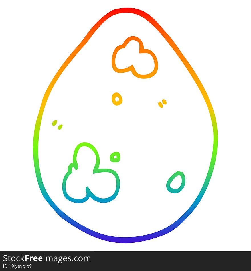 rainbow gradient line drawing of a cartoon egg