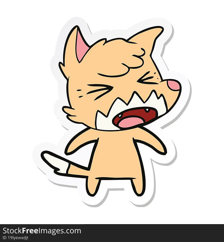 sticker of a angry cartoon fox