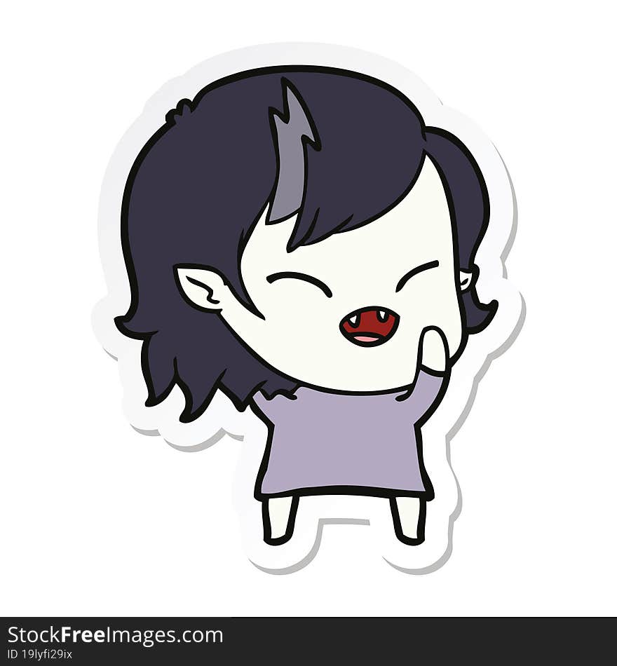 Sticker Of A Cartoon Laughing Vampire Girl