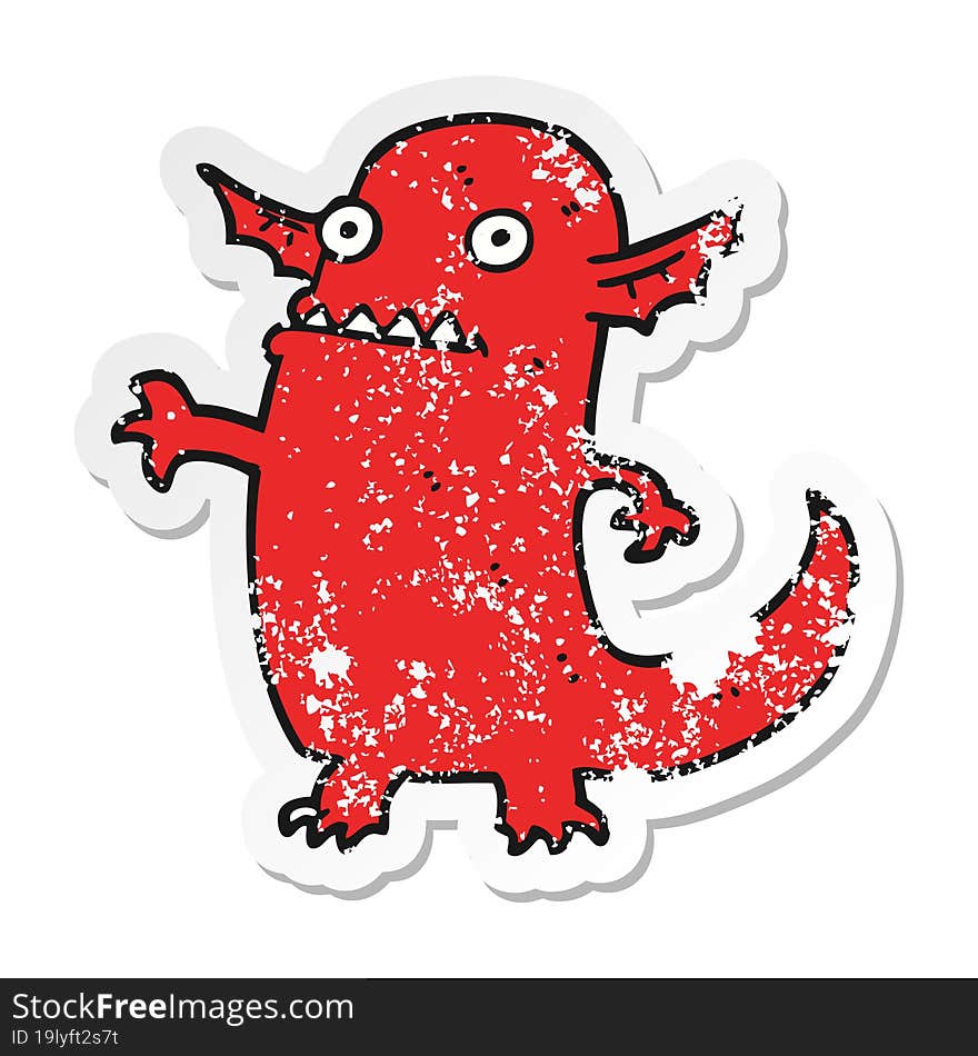 distressed sticker of a cartoon halloween monster