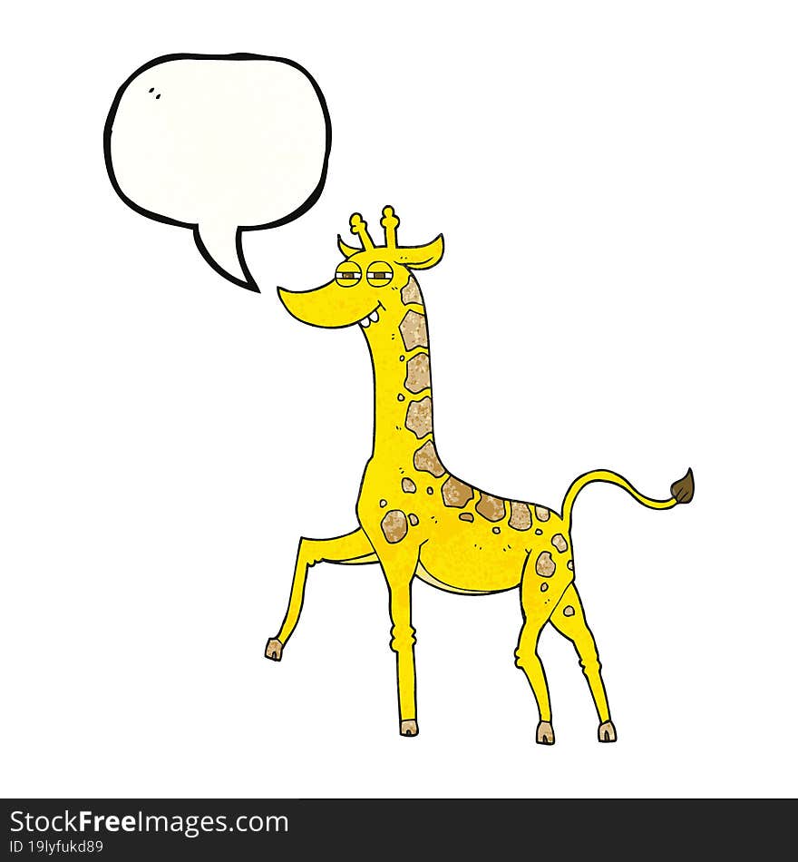 freehand speech bubble textured cartoon giraffe