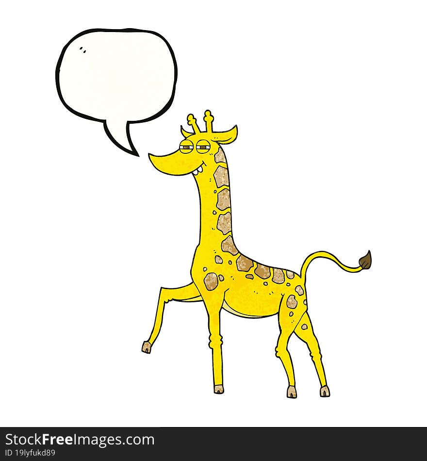 speech bubble textured cartoon giraffe