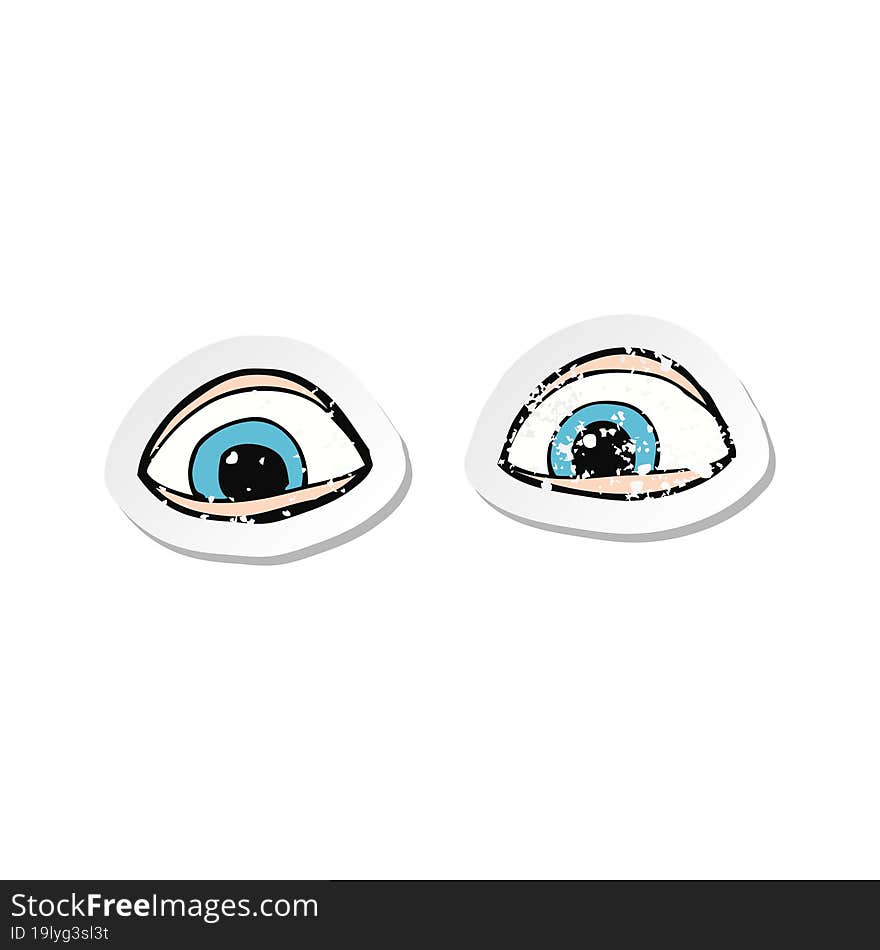 retro distressed sticker of a cartoon eyes