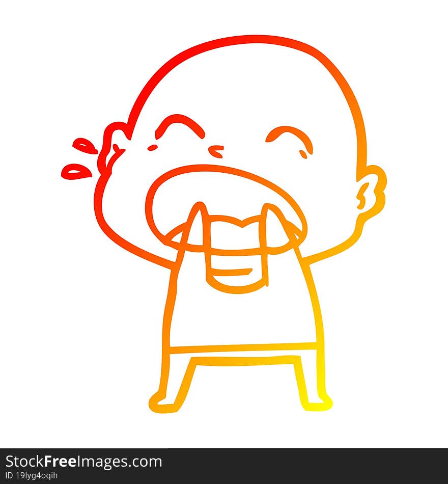 warm gradient line drawing cartoon shouting bald man