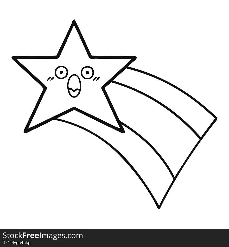 line drawing cartoon shooting rainbow star